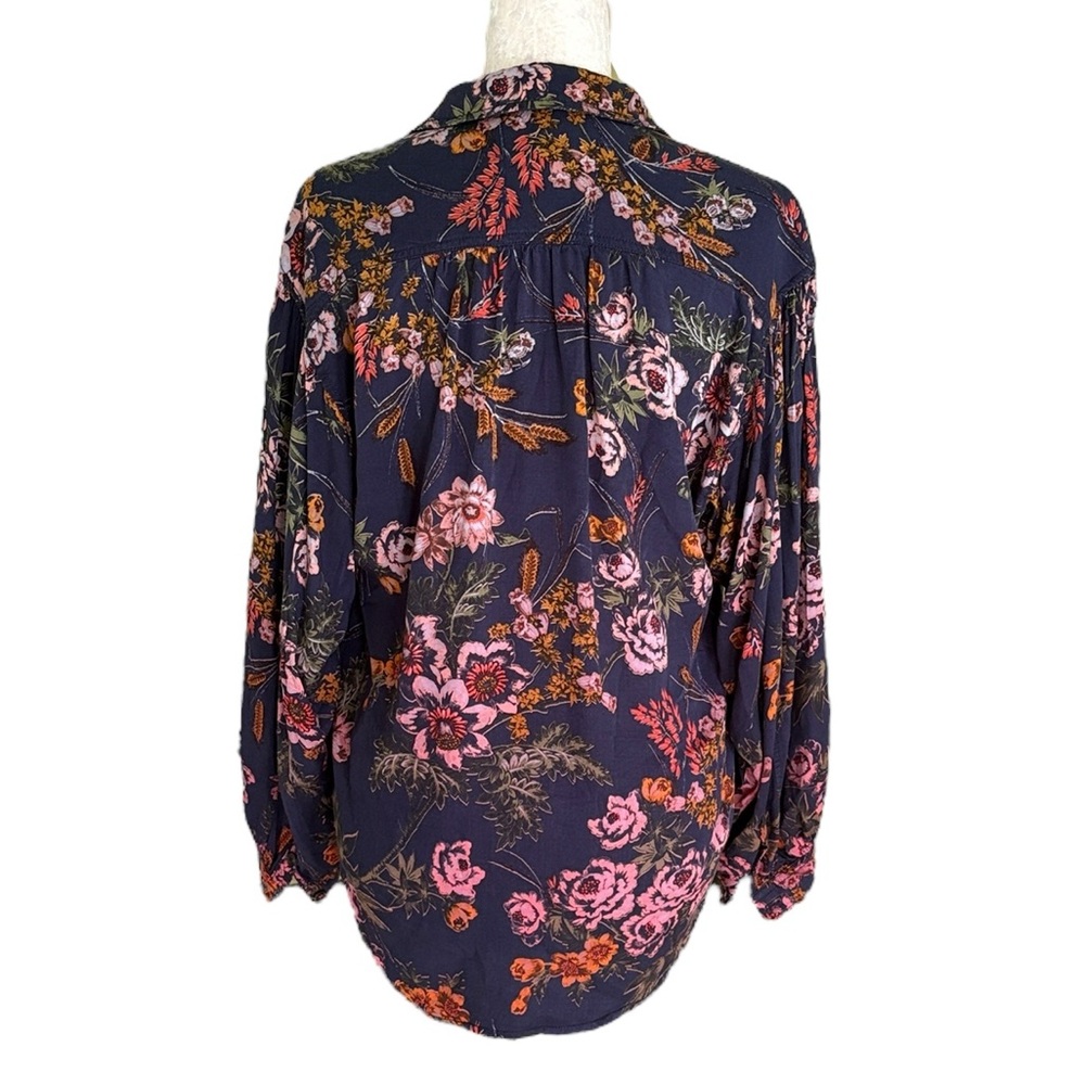 Anthropologie Pilcro Evika Navy Floral Print Oversized Button Down Shirt - XS - Picture 8 of 15